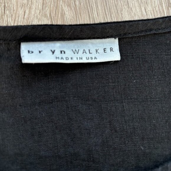 Bryn Walker Top Womens Lrg Black Lagenlook Linen 3/4 Sleeve‎ Ruffle Boho Minimal - Picture 5 of 10